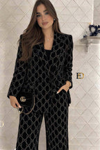 Velvet Diamond Embroidered Set