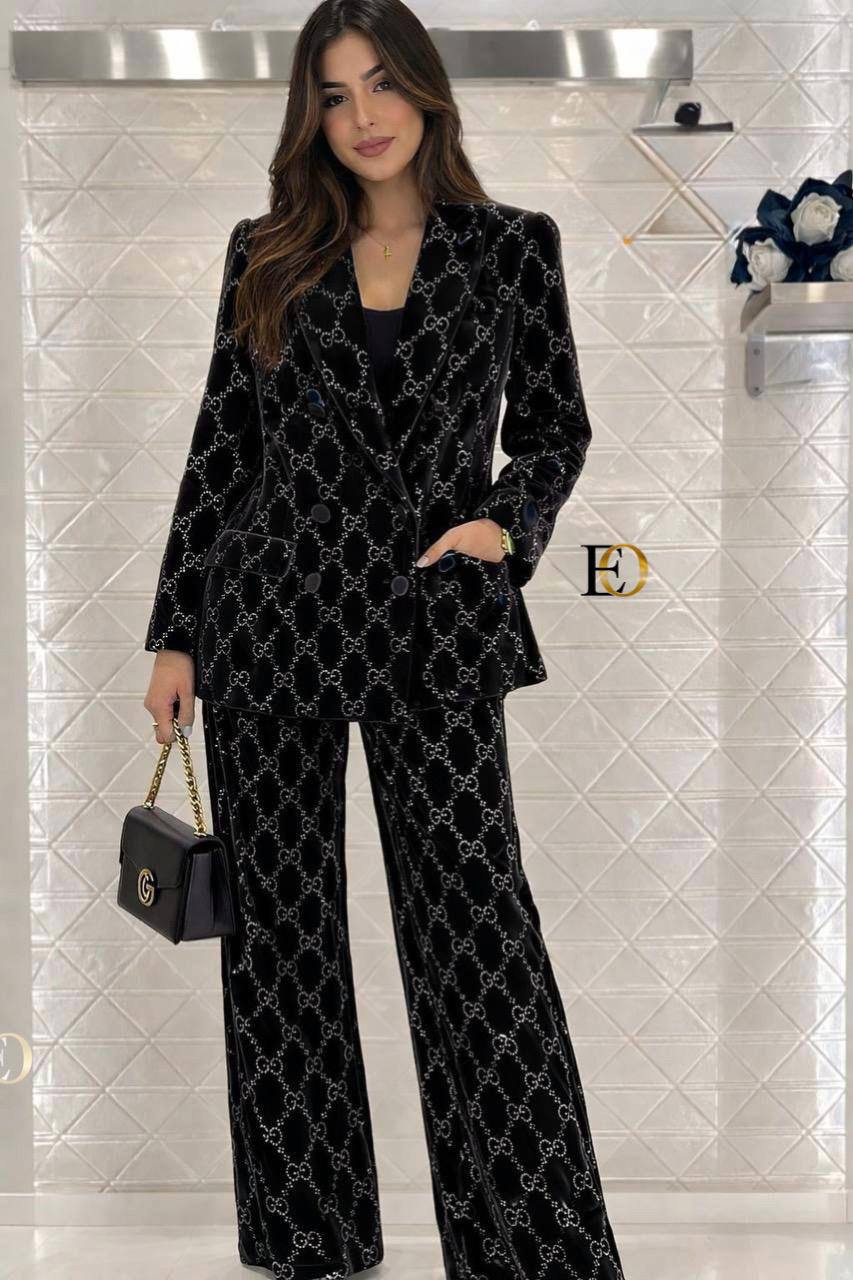 Velvet Diamond Embroidered Set